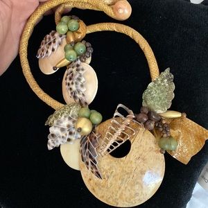 Vintage statement necklace earrings set nature art nouveau